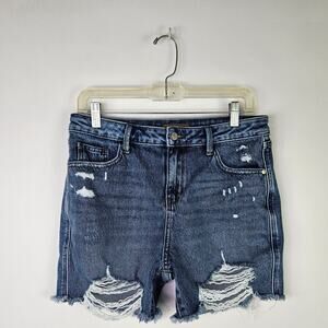 Judy Blue Distressed Denim Shorts Women’s Size Large L Raw Hem High Rise Cutoff